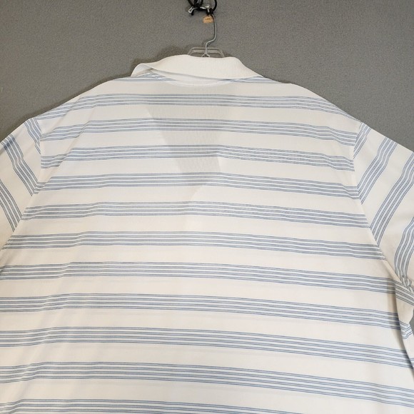 Nike Polo Shirt Mens 2XL White Striped Nike Dri-Fit Short Sleeve - Picture 12 of 15